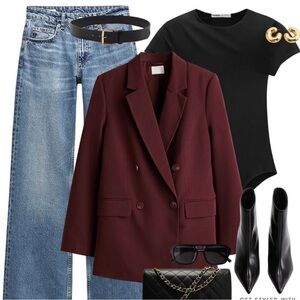 A New Day - Women's Double Breasted Blazer - Burgundy size Large. NWT